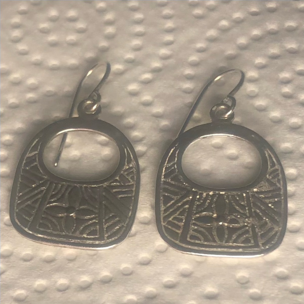Sterling Silver Silpafa Drop Earrings stamped Israel maker mark